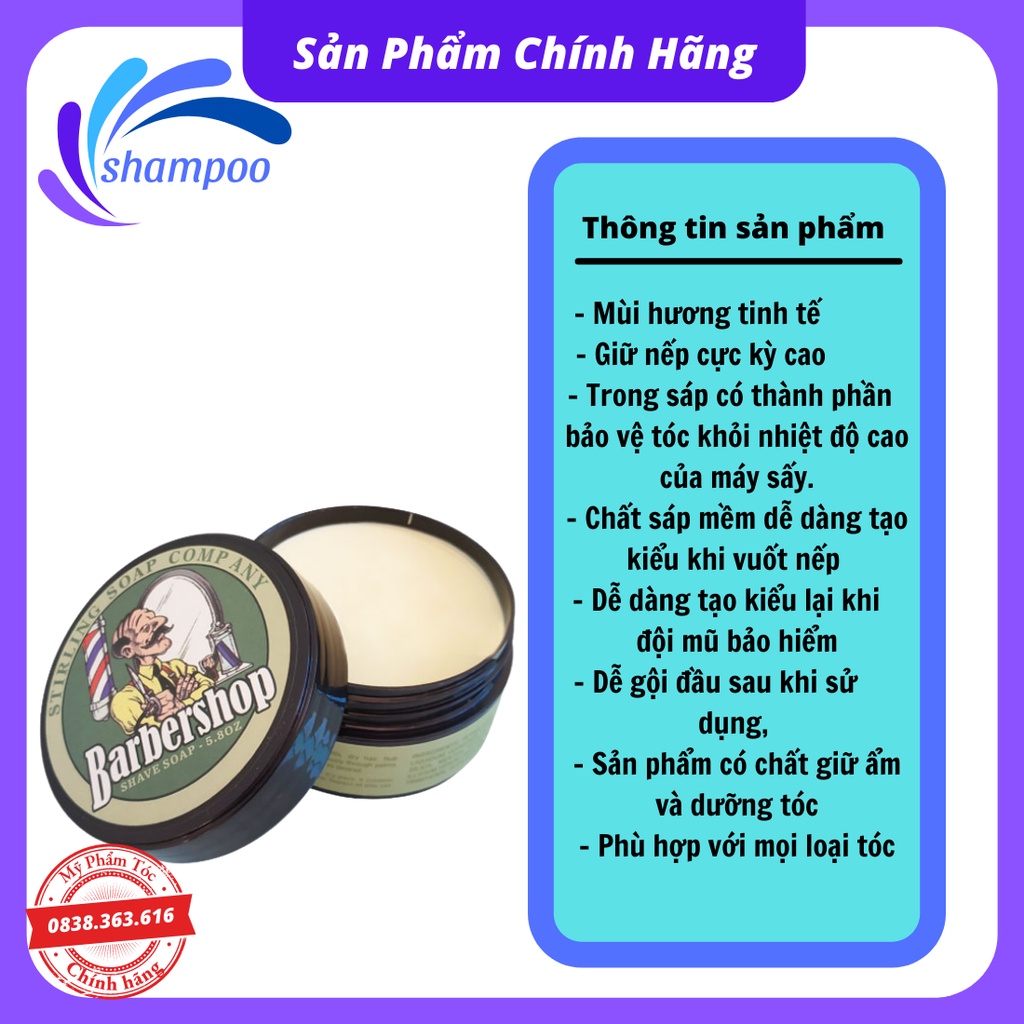 Sáp vuốt tóc nam tạo kiểu tóc cao cấp bóng mượt BarberShop Shave Soap 80gr