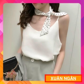 ÁO HAI DÂY CỔ TIM VOAN LỤA (y hình)