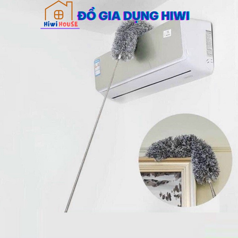 Chổi Quét Trần, Chổi Phất Trần Bằng Sợi Vải Siêu Nhỏ Inox Cán Dài Cao Cấp Đầu Chổi Linh Hoạt