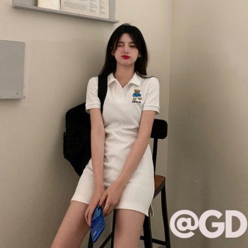 Đầm Polo Họa Tiết Gấu /Váy Body Nữ Cộc Tay Dáng Ngắn 3 Màu_MoonUnisex | BigBuy360 - bigbuy360.vn