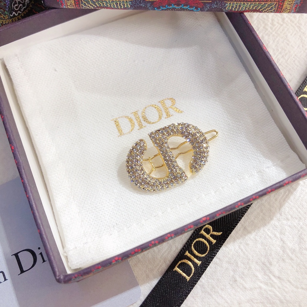 Kẹp tóc Dior đính đá kim cương giả lấp lánh cao cấp thời trang dành cho nữ