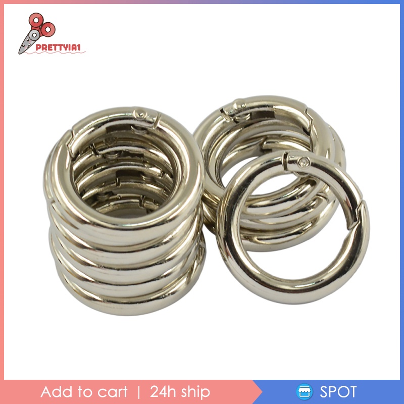 1 [Prettyia] Set 10 Móc Lò Xo Tròn Bằng Hợp Kim Bạc Cho Dây Đeo Túi Xách