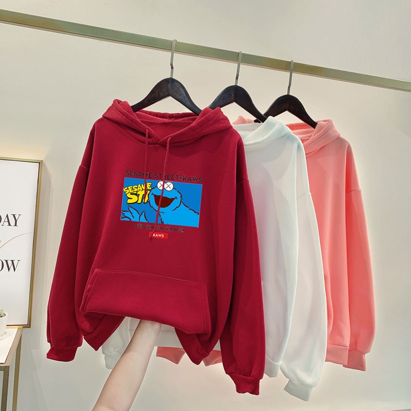 Áo Hoodie Tay Dài In Họa Tiết Sesame Street Thời Trang Mùa Đông Cho Cặp Đôi