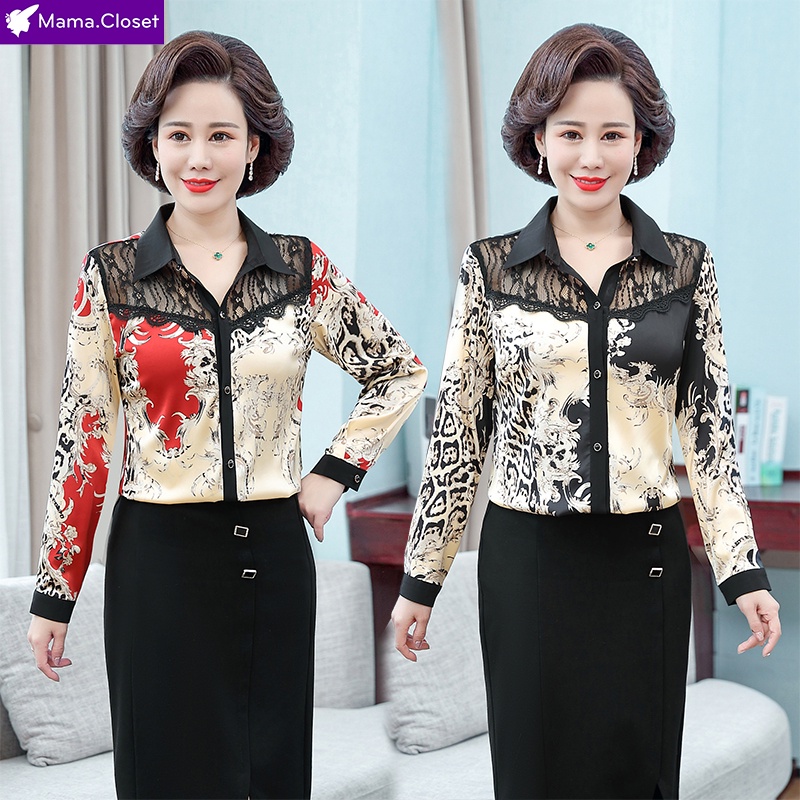 #C6019 ÁO SƠ MI VOAN LỤA, CỔ REN QUẢNG CHÂU CAO CẤP CHO NGƯỜI TRUNG NIÊN, QUÀ TẶNG Ý NGHĨA CHO MẸ 2021