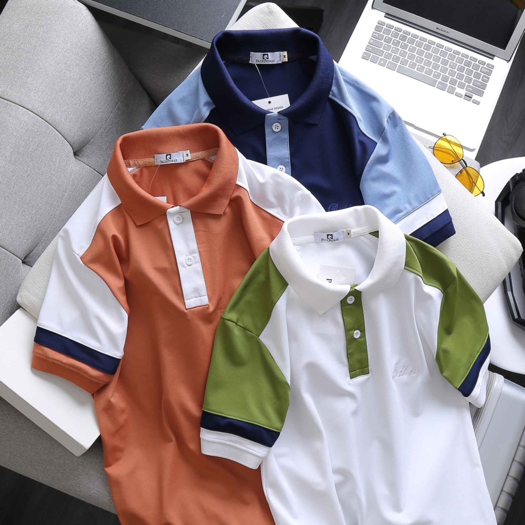 Áo thun polo nam cổ bẻ tay ngắn viền bo tay PACKHORSE VIRAL phối màu thân tay