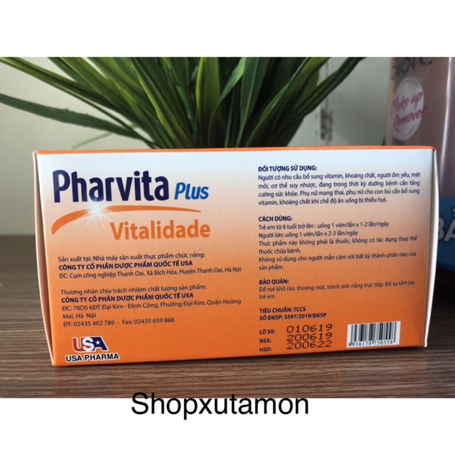 (CHÍNH HÃNG) Pharvita Plus Bổ Sung Vitamin Và Khoáng Chất (Hộp 60 Viên )