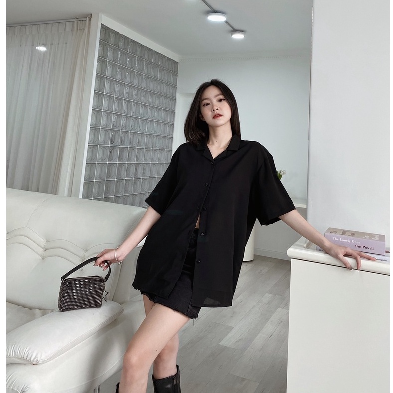 SƠ MI  ANTIDOOR CAO CẤP 100% COTTON OVERSIZE - MÀU TRẮNG - ĐEN - XANH - HÌNH THẬT SHOP CHỤP