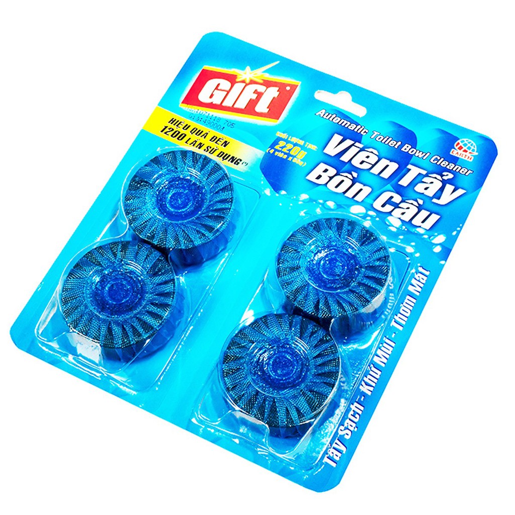 Viên tẩy bồn cầu Gift hiệu quả 1200 lần sử dụng (vỉ 4 viên x 55g)