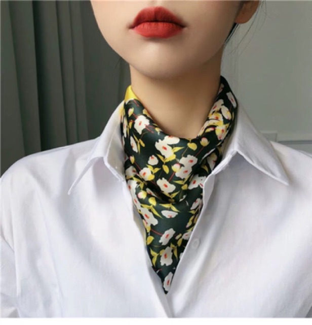 Khăn bandana choàng cổ lụa vuông mini size 53x53cm - Khăn turban