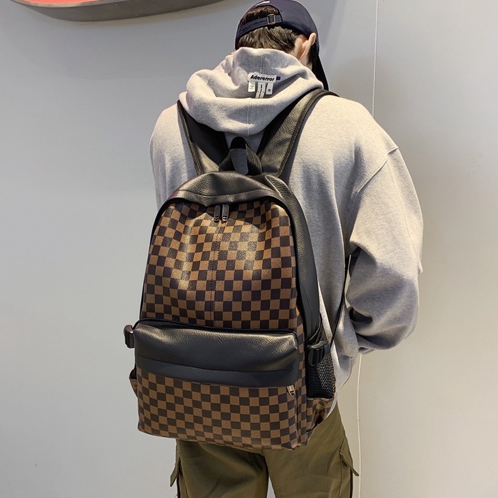 Balo da nam nữ, Balo LV, Cặp đi học thời trang học sinh unisex cao cấp da pu chống nước Ba lô laptop 15.6inh PUKA