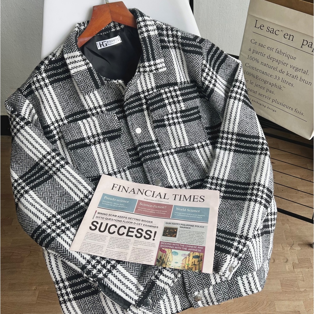 Áo Khoác Dạ Phối Kẻ Dành Cho Nam Chất Cực Dày Dặn Lịch Lãm Sang Trọng