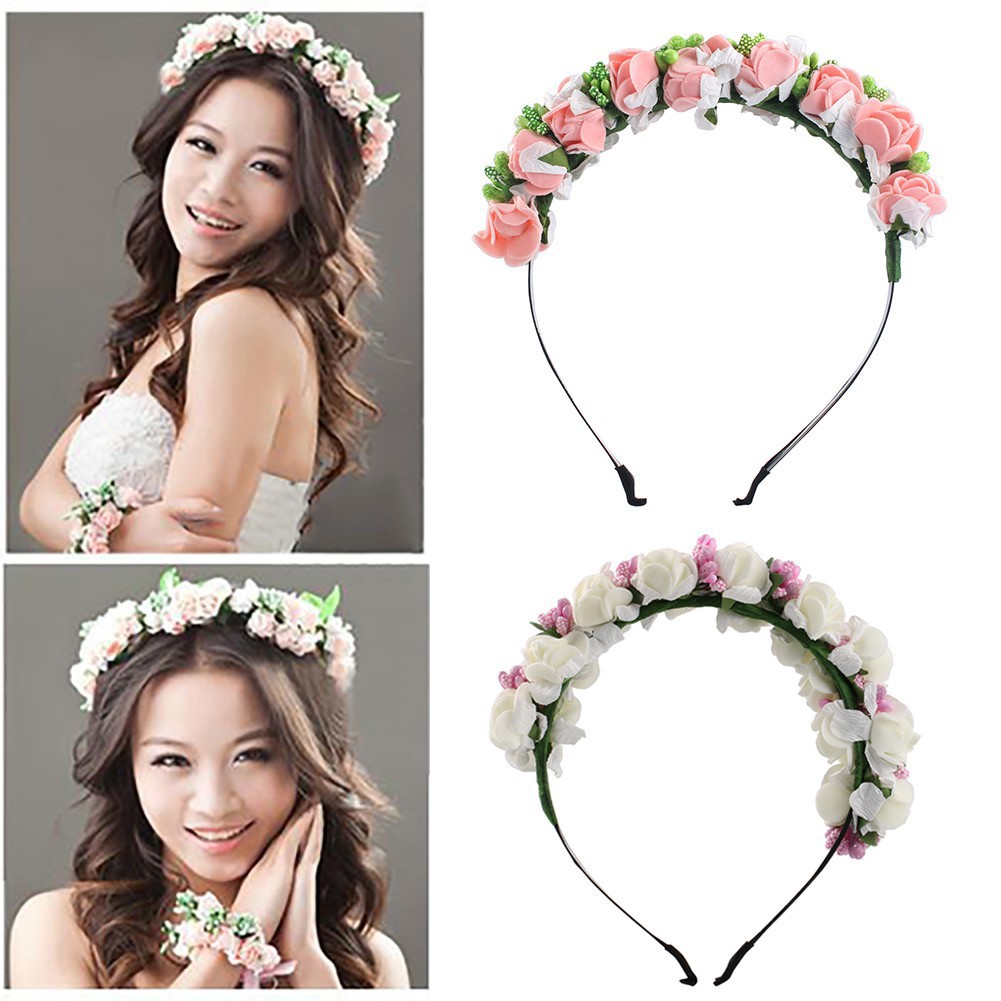 Băng đô cài tóc đính hoa cho cô dâu