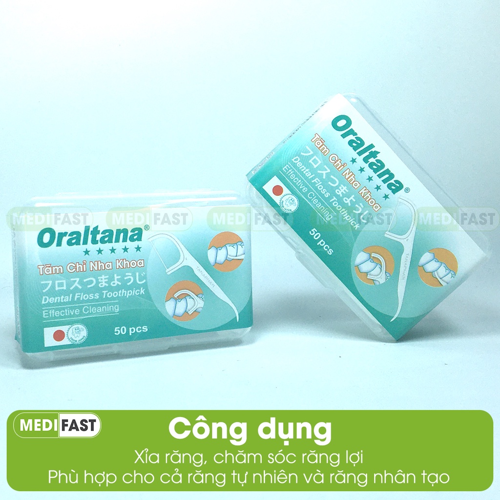 Tăm chỉ nha khoa Oraltana từ Nhật Bản - Hộp 50 chiếc - Vệ sinh răng miệng