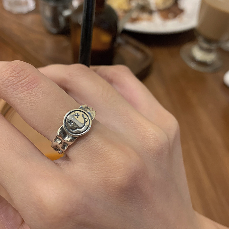 Nhẫn Hở Hình Mặt Cười Phong Cách Retro Thời Trang
