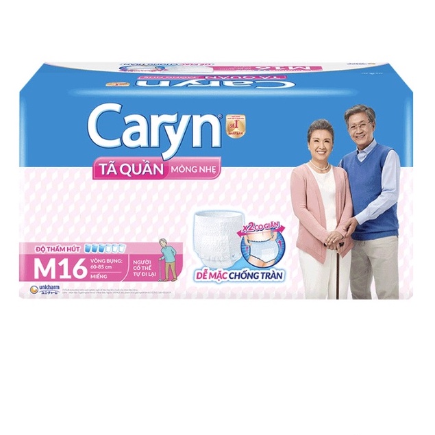 Tã Quần Người Lớn Caryn Mỏng Nhẹ Chống Tràn Size M 16 miếng