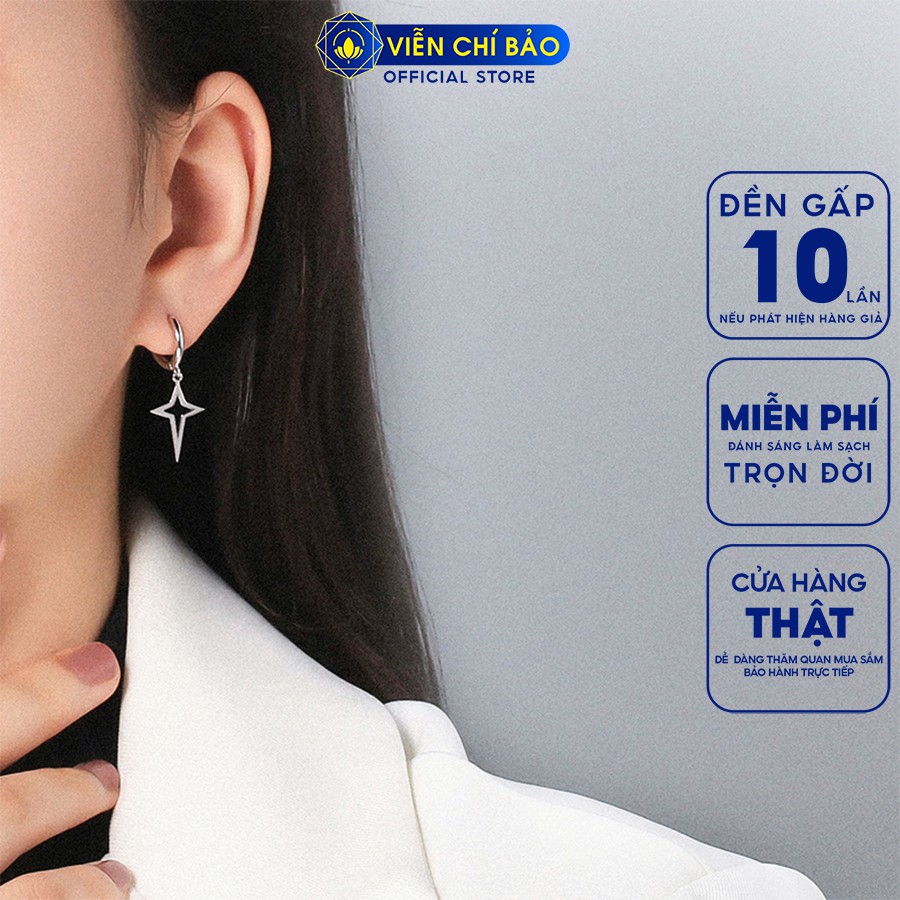 Bông tai bạc nữ hình Sao Băng chất liệu bạc 925 thời trang phụ kiện trang sức nữ Viễn Chí Bảo B400413