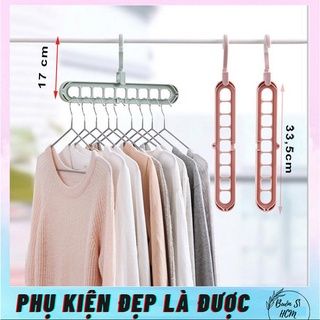 Móc Phơi Đồ Treo Quần Áo 9 Lỗ Thông Minh Đa Chức Năng Gấp Gọn A048