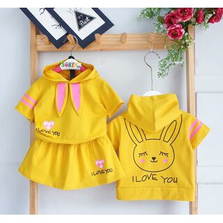 Set váy thỏ thun cotton 100% bé gái.