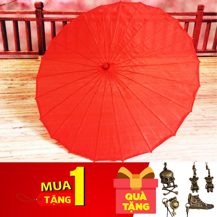 Dù cán gỗ Nhật Bản đỏ trơn - Muasamhot1208