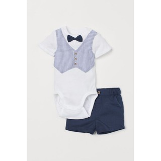 Set body công tử kèm quần săn sale hm h&m uk sz 6-9m