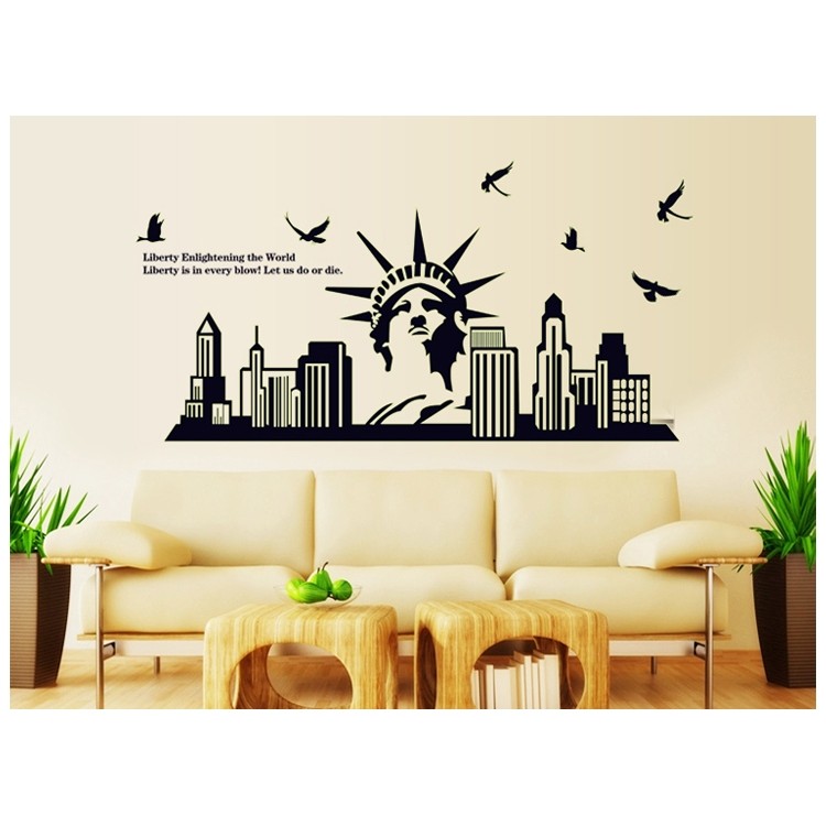 Decal dán tường thành phố dạ quang 1 BINBIN PK94 (Có sẵn keo)