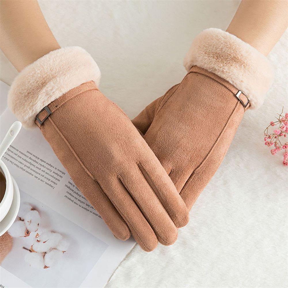 ROWANS Găng Tay Giả Lông Dày Dặn Chống Gió Giữ Ấm Khi Lái Xe / Trượt