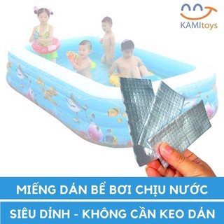 Combo 3 miếng Vá Dán bể phao hồ bơi bơm hơi siêu dính chịu nước cỡ 5x10cm