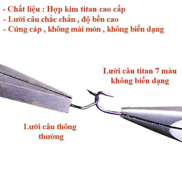 Lưỡi Câu Cá CJF Lưỡi Câu TiTan 7 Màu Cao Cấp Lưỡi Câu Đài Có Ngạnh Siêu Bén LC8