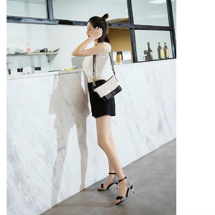 Giầy Cao Gót Nhọn 7P Họa Tiết Caro Kết Nơ sang chảnh