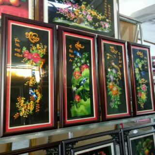 Tranh thêu sẵn com bo 4buc tứ quý Chua khung