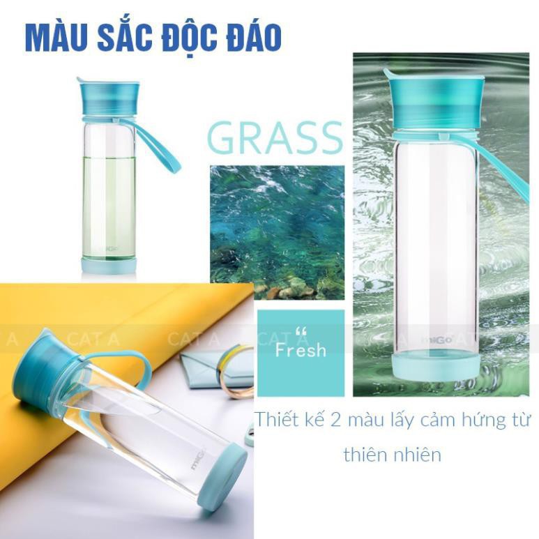 Bình đựng nước, bình nước bằng Nhựa BPA FREE MIGO Cao cấp - 2573 - An toàn, trong suốt, có rây lọc, quai xách tiện lợi!