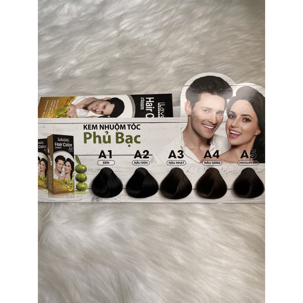 💥CHÍNH HÃNG💥Thuốc Nhuộm Phủ  Tóc Bạc Cấp Cấp 100% LAVOX hộp 60ml x 2 mã NPB02 ( DÙNG TẠI NHÀ TIỆN LỢI))  !