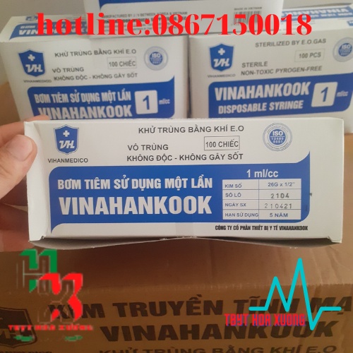 Ống tiêm 1cc - Bơm kim tiêm 1ml sử dụng 1 lần VINAHANKOOK