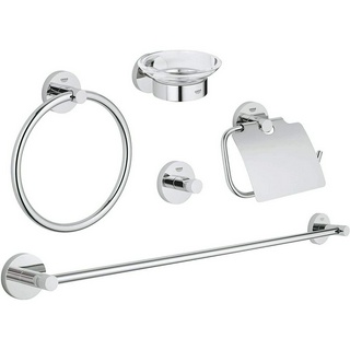 (Hàng Đức) Bộ phụ kiện nhà tắm, nhà vệ sinh Grohe Esenstials 5 món (màu inox)