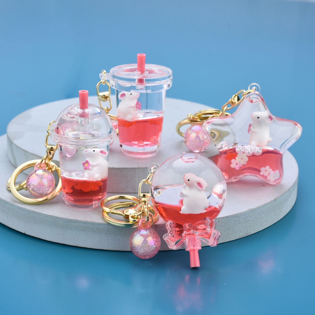 Móc Khóa Hình Cốc Trà Sữa Thỏ Kẹo Mút Bằng Acrylic Kiểu Nổi Tiếng Cyber Celebrity Làm Quà Tặng Cho Cặp Đôi