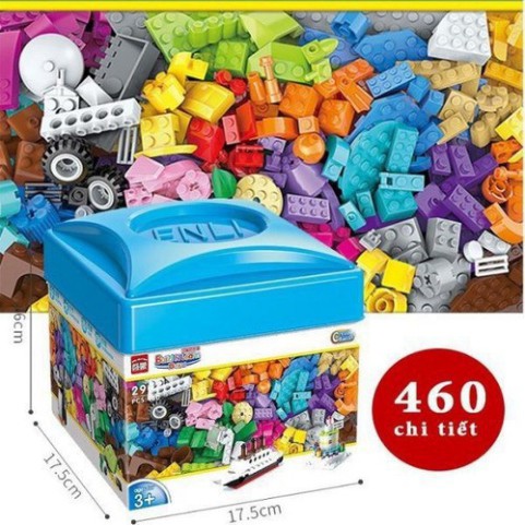 Bộ Lego xếp hình cho bé 460 chi tiết có hộp đựng, có kèm sách hướng dẫn