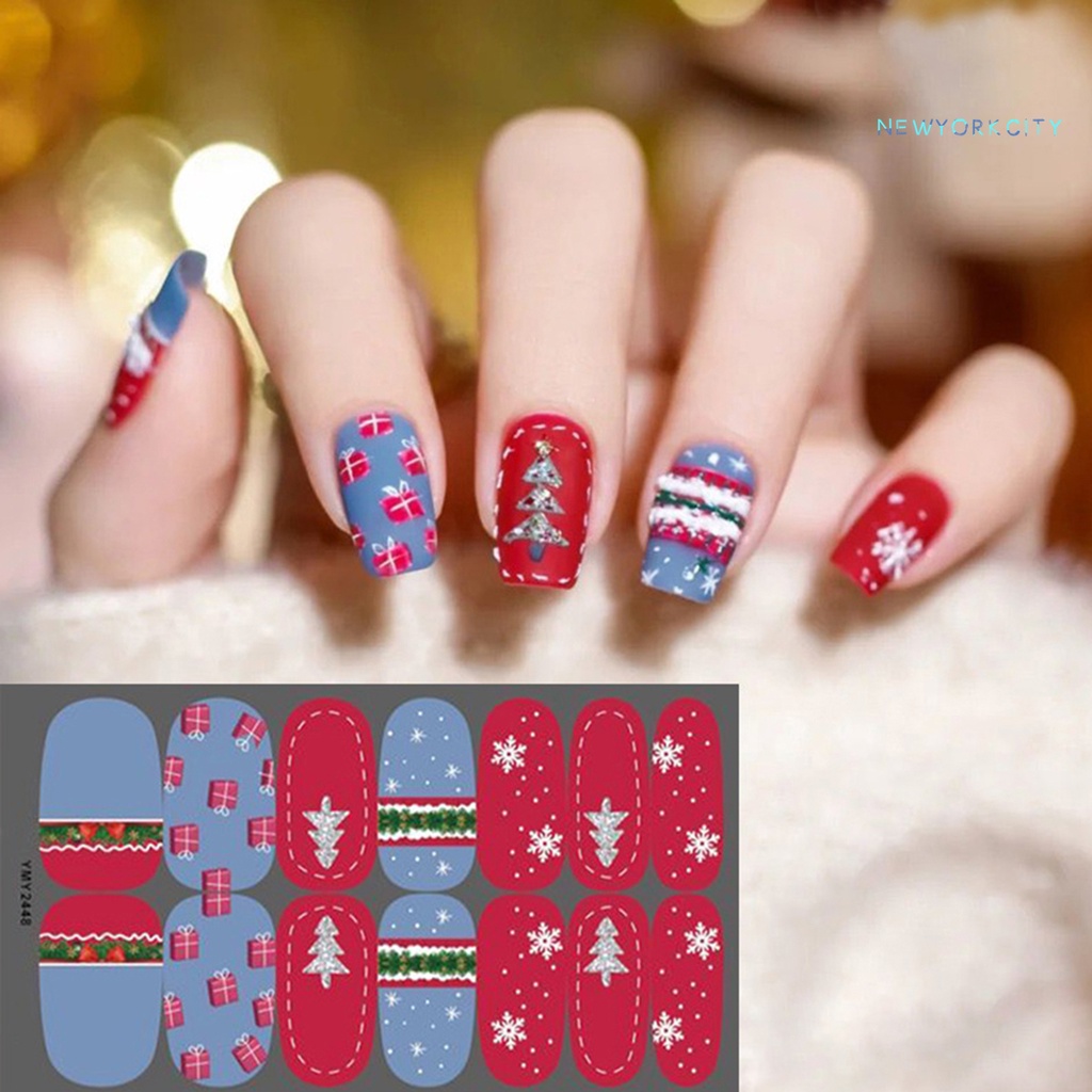 Miếng Dán Trang Trí Móng Tay Tự Dính Lâu Trôi Họa Tiết Giáng Sinh