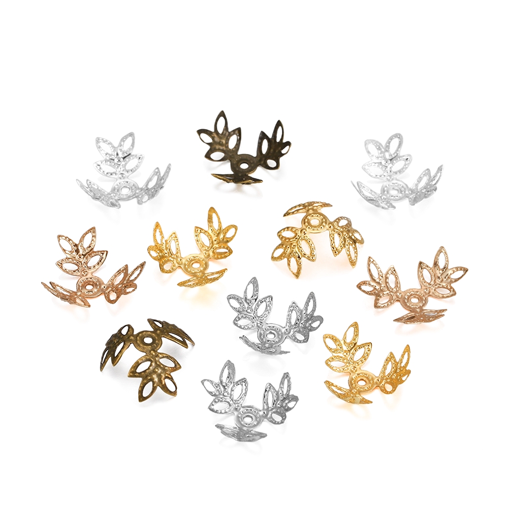 Set 100 phụ kiện làm đồ trang sức thiết kế hình lá 16x16mm