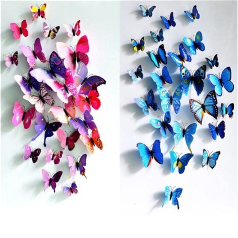 12 con bướm Dán tường Đề can nghệ thuật Trang trí nhà cửa