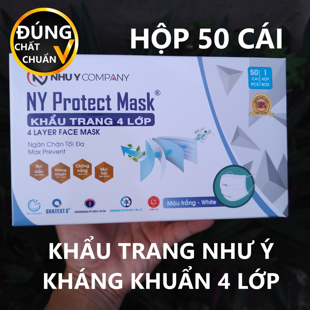 Khẩu trang y tế 4 LỚP vải lọc kháng khuẩn NHƯ Ý màu trắng dày dặn loại tốt  SHOP ĐÚNG CHẤT ĐÚNG CHUẨN