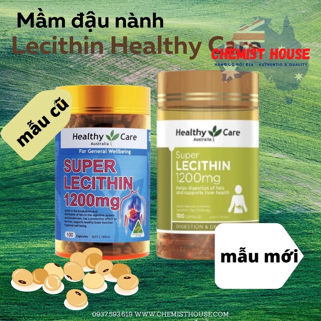 [ Hàng Chuẩn ÚC ] Healthy Care Super Lecithin 1200mg - Viên uống tinh chất mầm đậu nành 100 viên