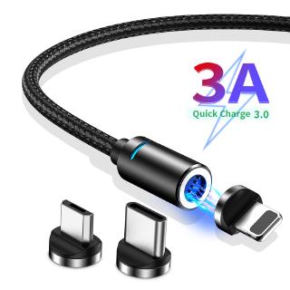 Dây cáp sạc nhanh 3a nam châm đầu micro usb type-c/ios