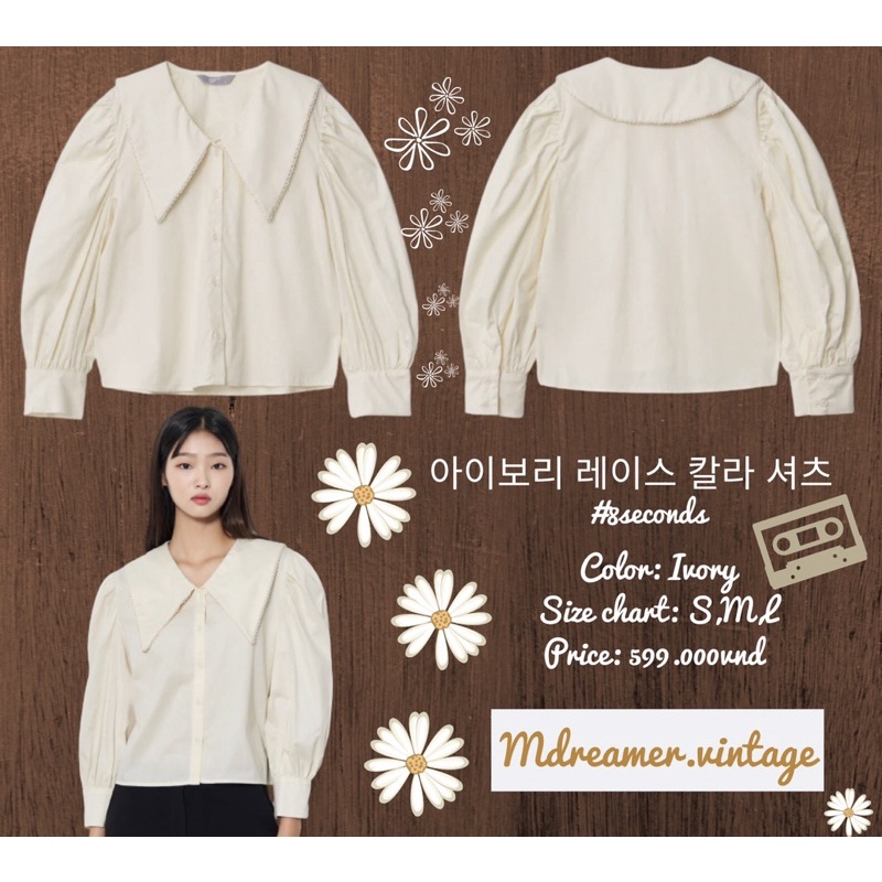 Áo sơ mi vintage tay phồng tiểu thư của 8Seconds