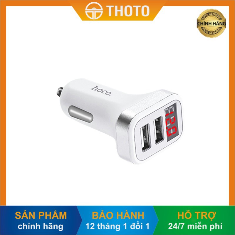 [Thoto Shop] Tẩu sạc nhanh điện thoại trên ô tô HOCO Z3 | màn LED | 2 cổng USB - hàng chính hãng