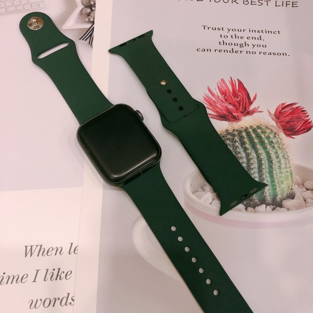 Dây cao su Apple Watch Silicon Midnight Green