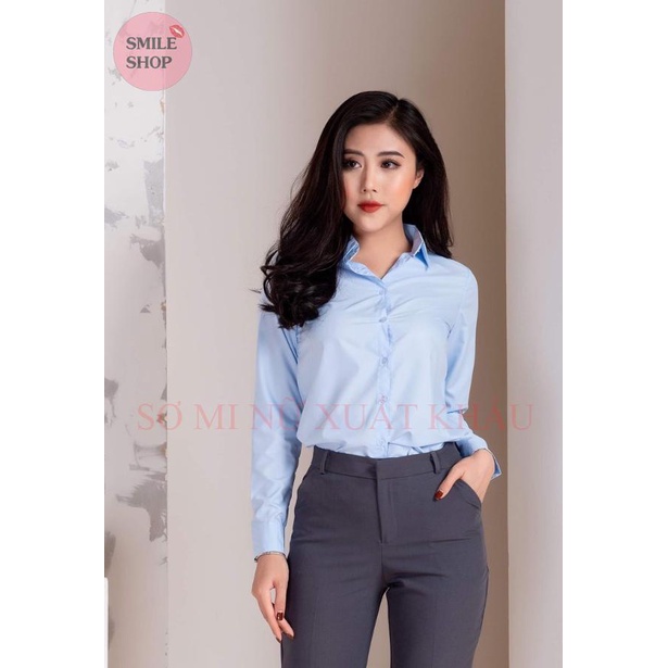 Áo sơ mi nữ công sở xuất khẩu 4 màu tay dài dáng suông [Thời trang nữ ]