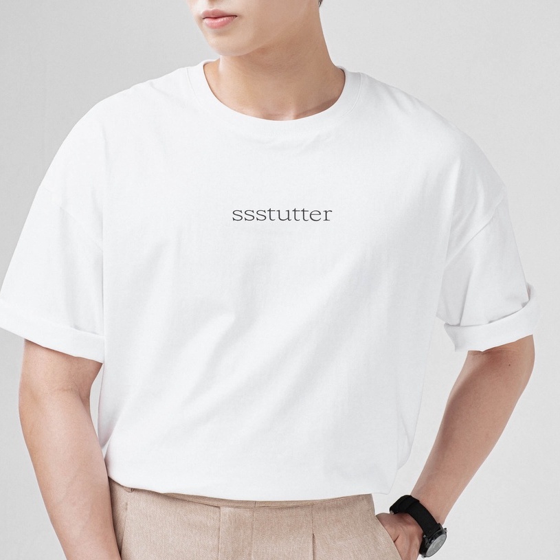 Áo thun nam nữ form refined fit SSSTUTTER cotton thoáng mát in chữ SSSTUTTER TEE