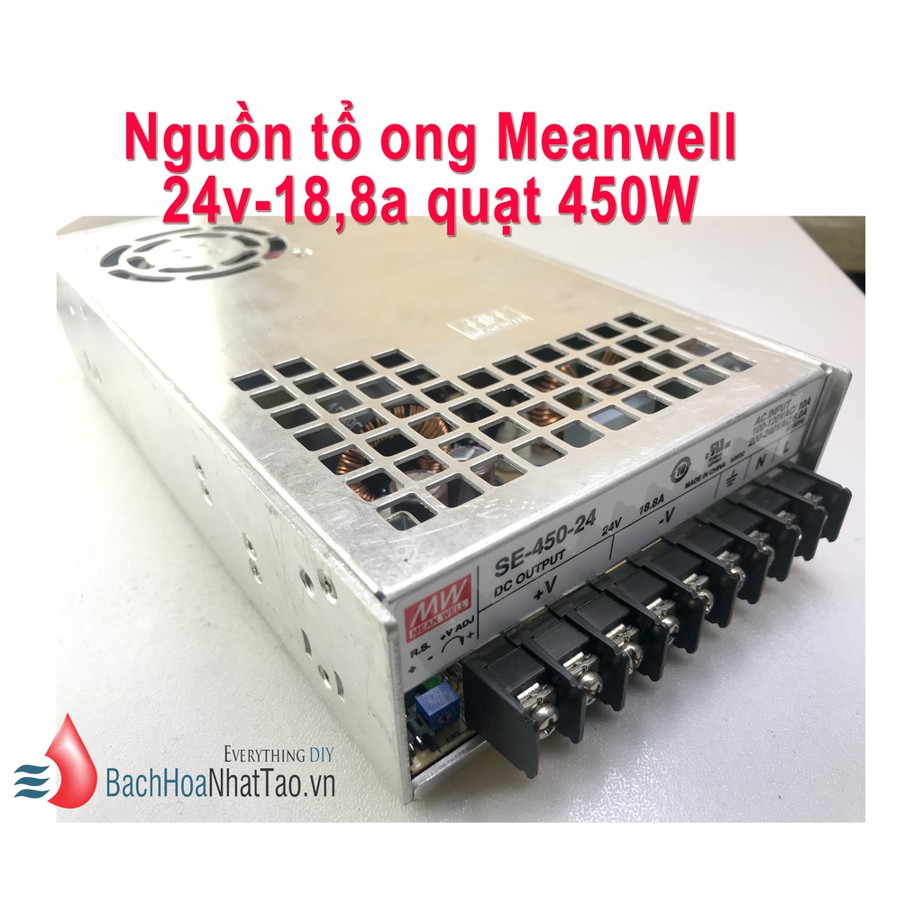 Nguồn tổ ong Meanwell 24V - 18,8A 450w quạt Cũ