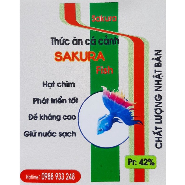 Cám Sakura- Tiêu chuẩn Nhật Bản dành cá Vàng, cá 7 màu Túi 400g