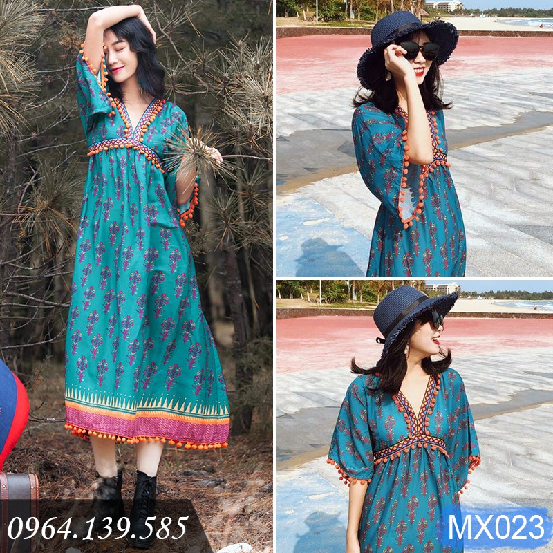 [ẢNH THẬT KHÁC MẶC] - Đầm maxi dáng xòe phong cách Bohemian, phong cách mới quyến rũ và đầy cá tính | MX023